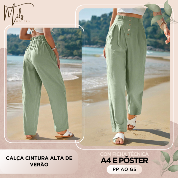 Calça Cintura Alta de Verão