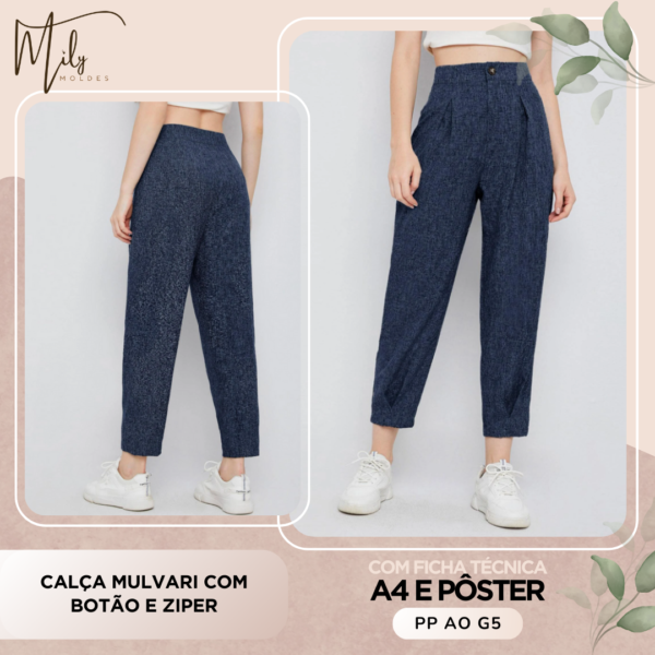 Calça Mulvari com Botão e Ziper