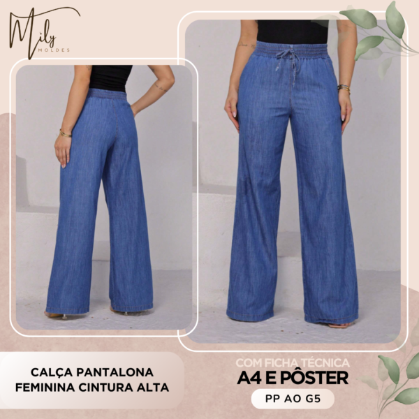 Calça Pantalona Feminina Cintura Alta