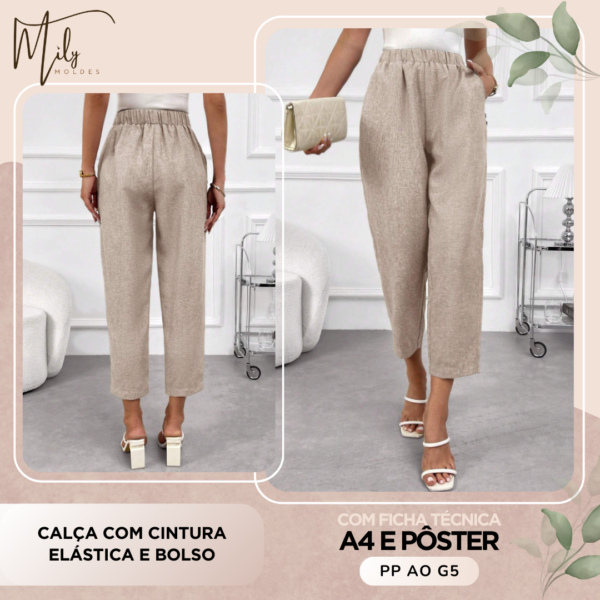 Calça com Cintura Elástica e Bolso