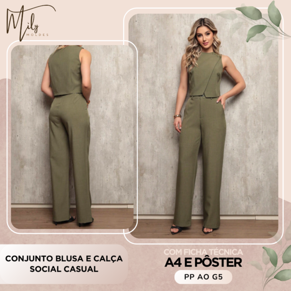 Conjunto Blusa e Calça Social Casual