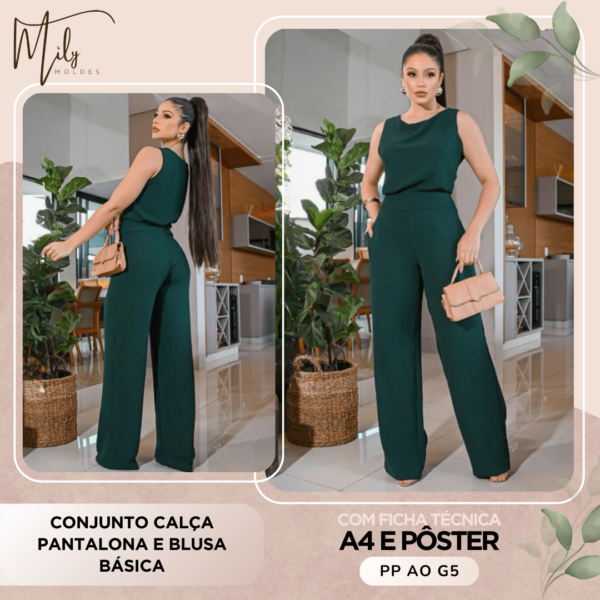 Conjunto Calça Pantalona e Blusa Básica