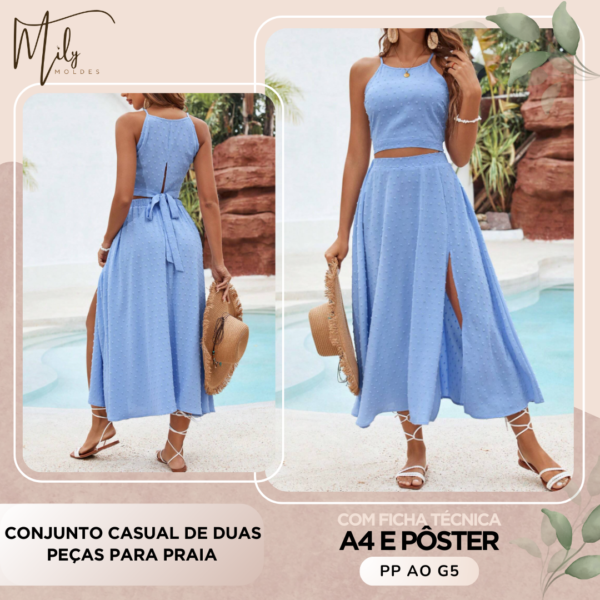 Conjunto Casual De Duas Peças Para Praia