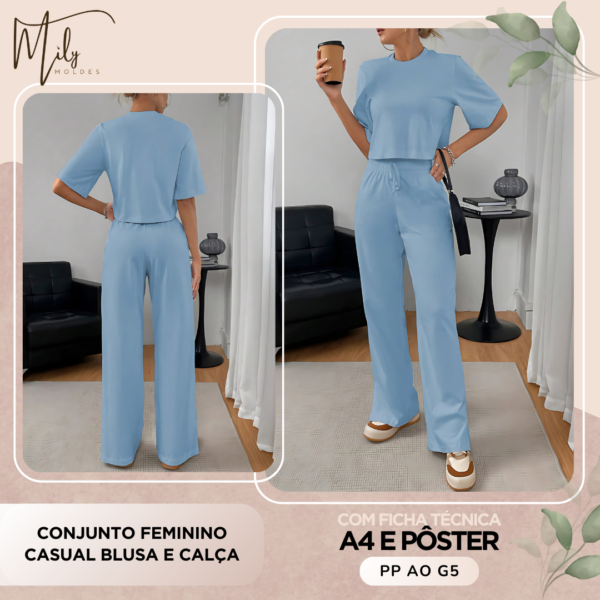 Conjunto Feminino Casual Blusa e Calça