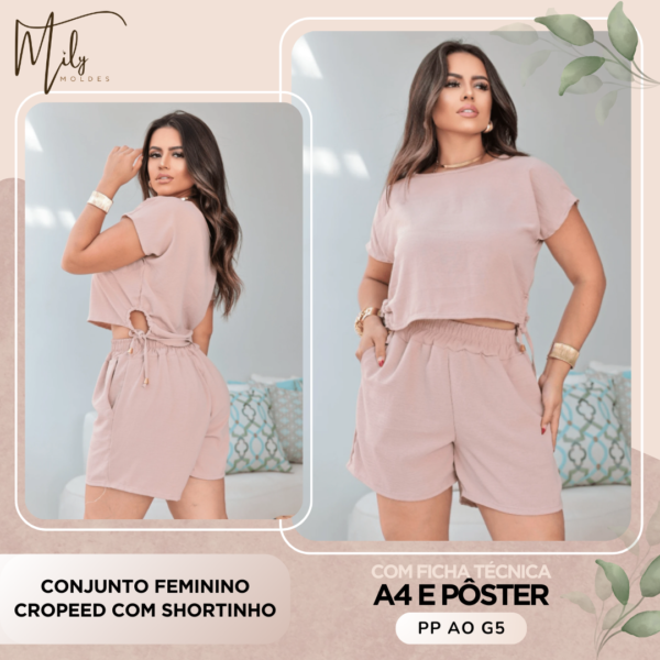 Conjunto Feminino Cropeed Com Shortinho