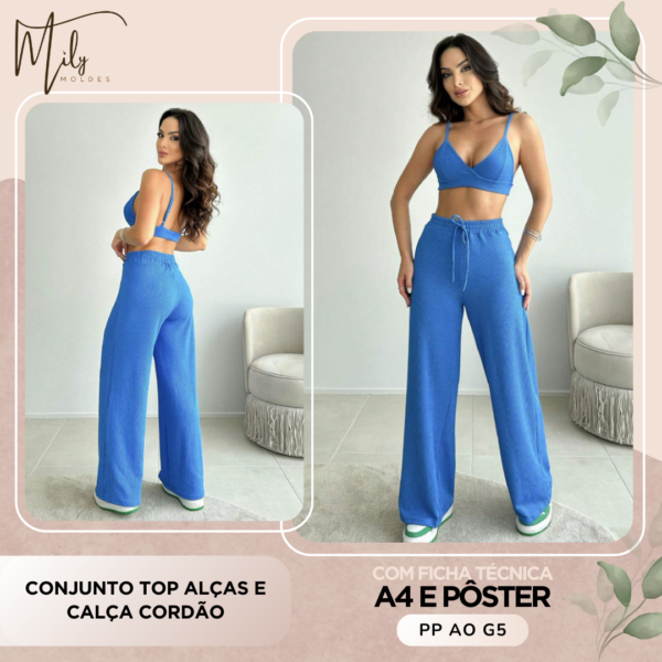 Conjunto Top Alças e Calça Cordão