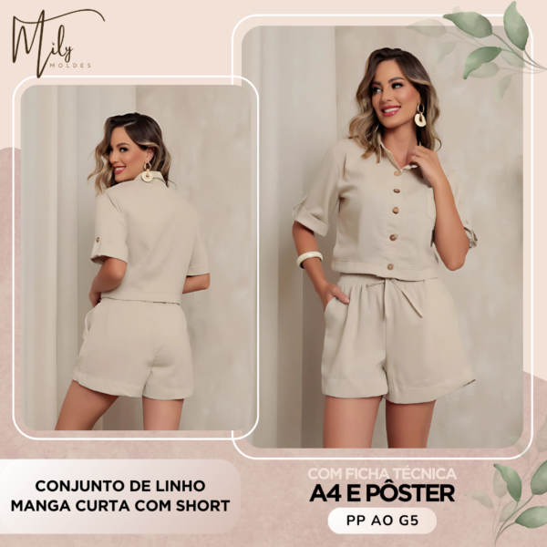 Conjunto de Linho Manga Curta com Short