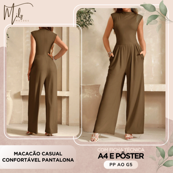 Macacão Casual Confortável Pantalona