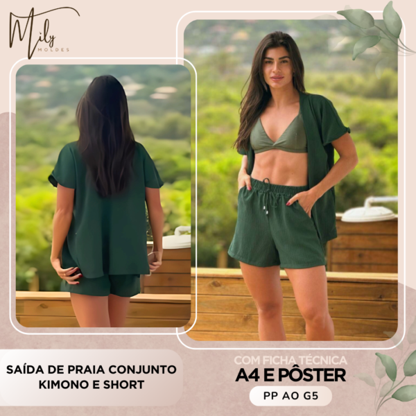 Saída de Praia Conjunto Kimono e Short