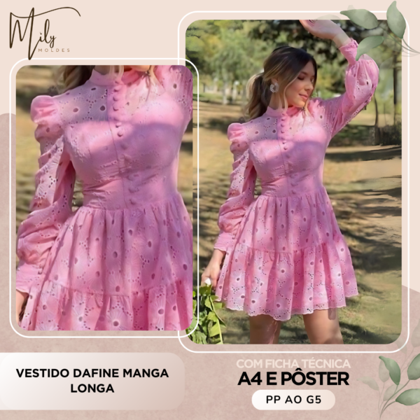 Vestido Dafine Manga Longa