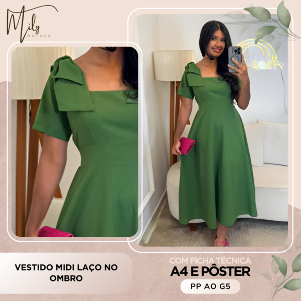 Vestido Midi Laço no Ombro