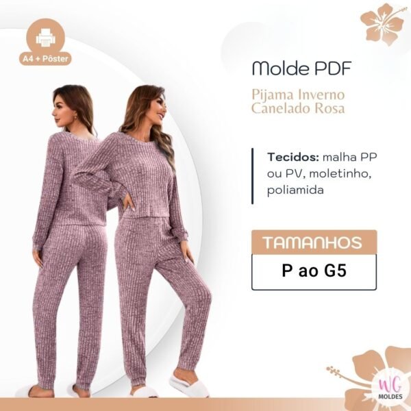 Conjunto de Pijama Feminino Canelado