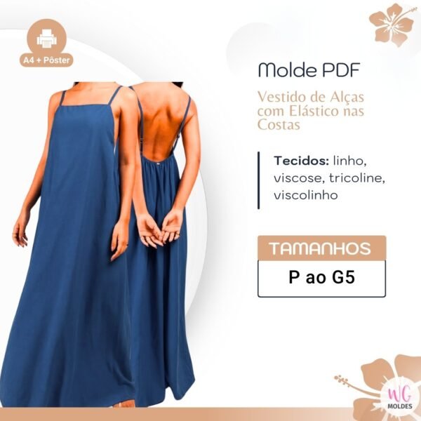 Vestido de Alças com Elástico nas Costas