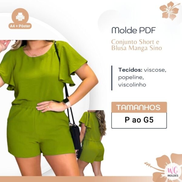 Conjunta Short e Blusa Manga Sino