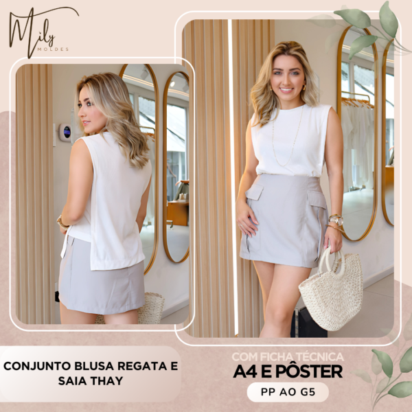 Conjunto Blusa Regata e Saia Thay