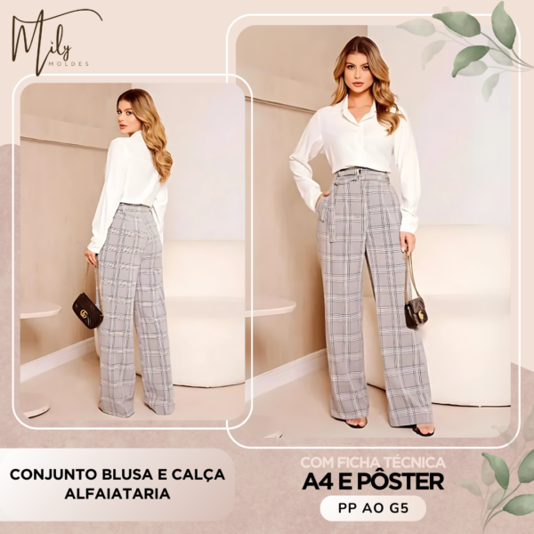 Conjunto Blusa e Calça Alfaiataria