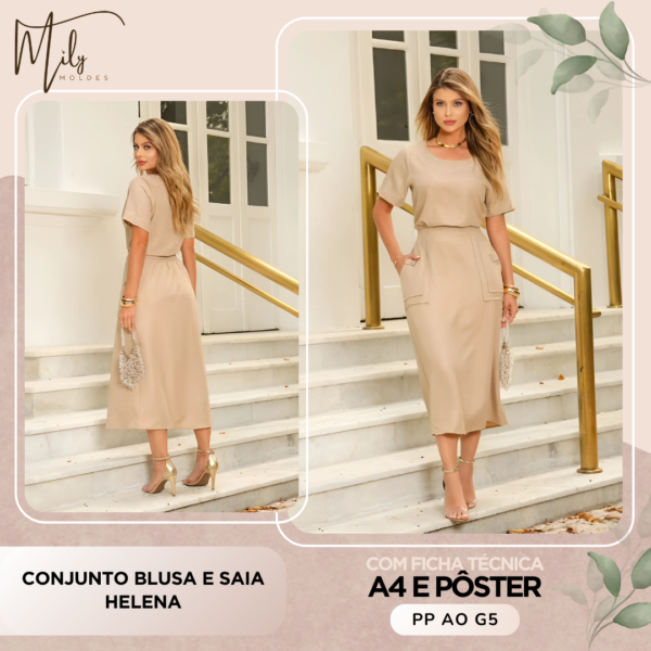 Conjunto Blusa e Saia Helena
