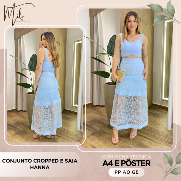 Conjunto Cropped e Saia Hanna