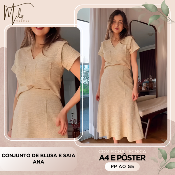 Conjunto de Blusa e Saia Ana