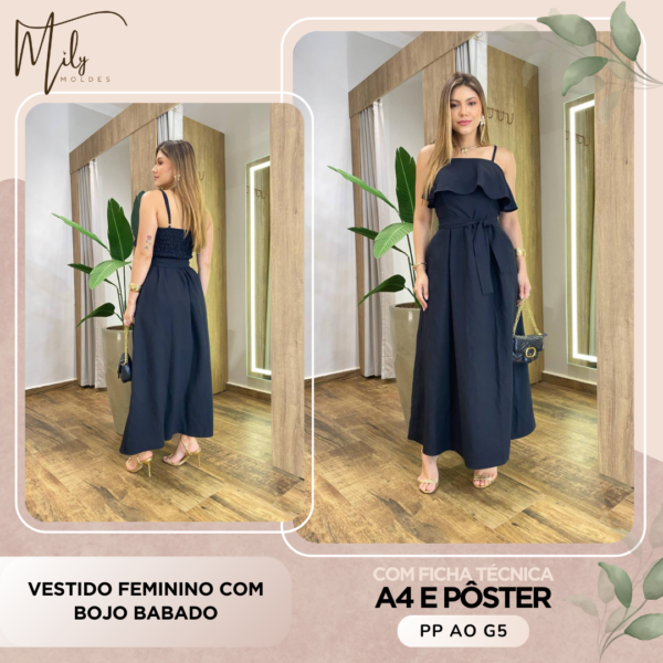 Vestido Feminino Com Bojo Babado