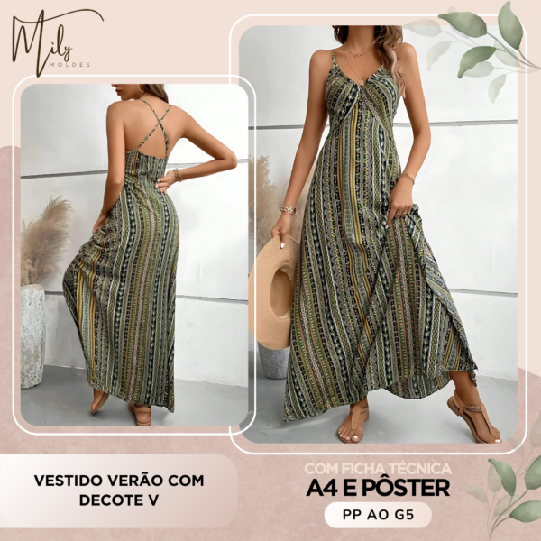 Vestido Verão com Decote V