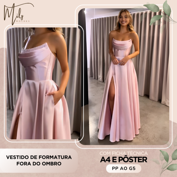 Vestido de Formatura Fora do Ombro