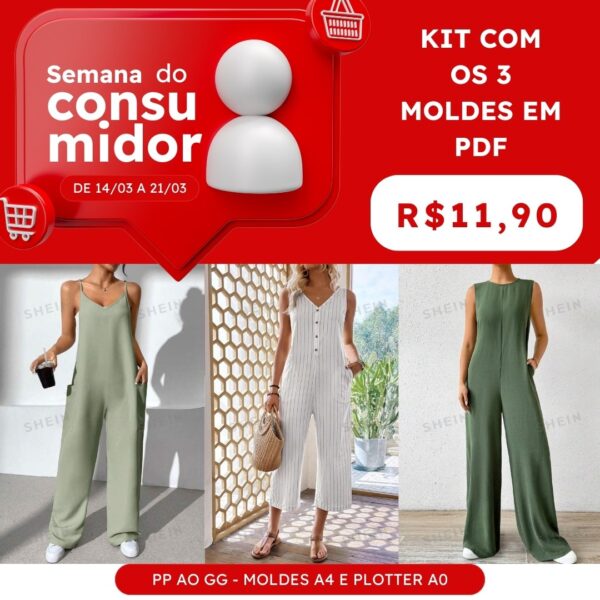 KIT Promocional 3 Macacões