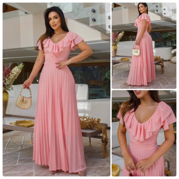 Vestido Longo com Babados