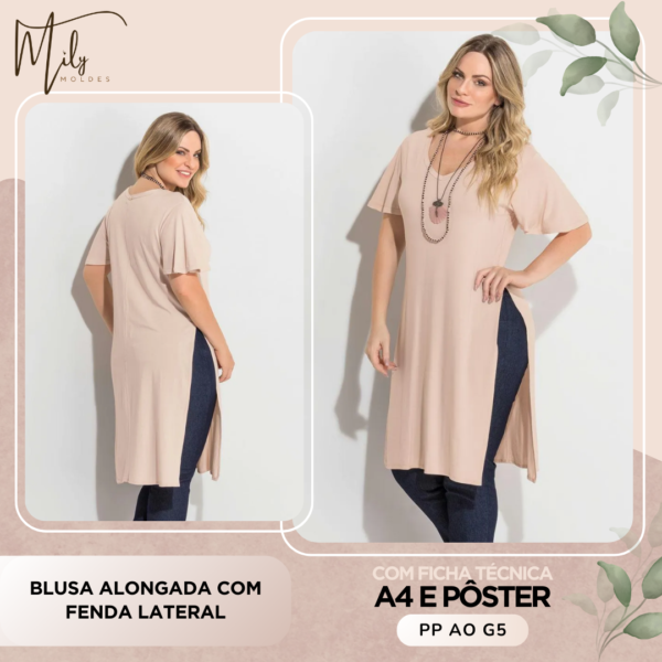 Blusa Alongada com Fenda Lateral