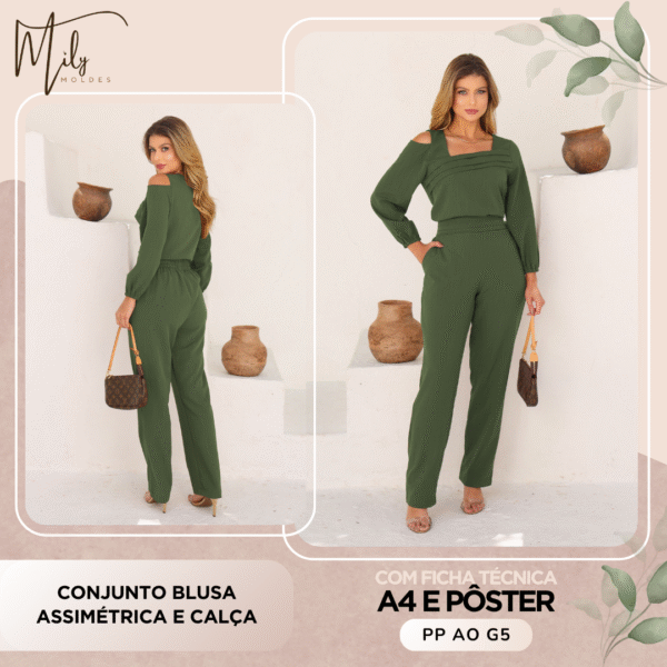 Conjunto Blusa Assimétrica e Calça