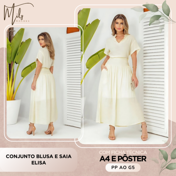 Conjunto Blusa e Saia Elisa