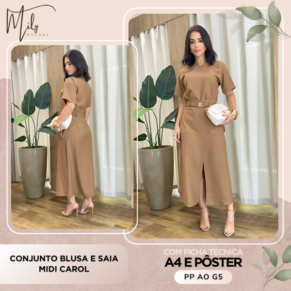 Conjunto Blusa e Saia Midi Carol