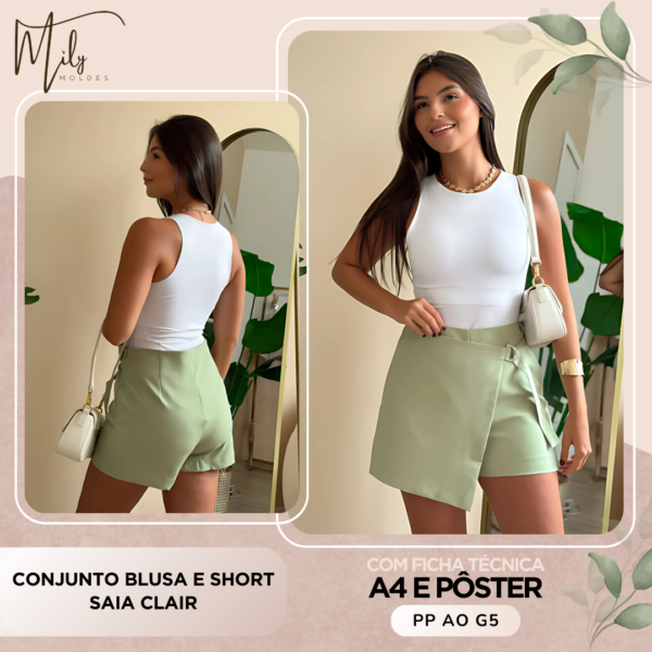 Conjunto Blusa e Short Saia Clair