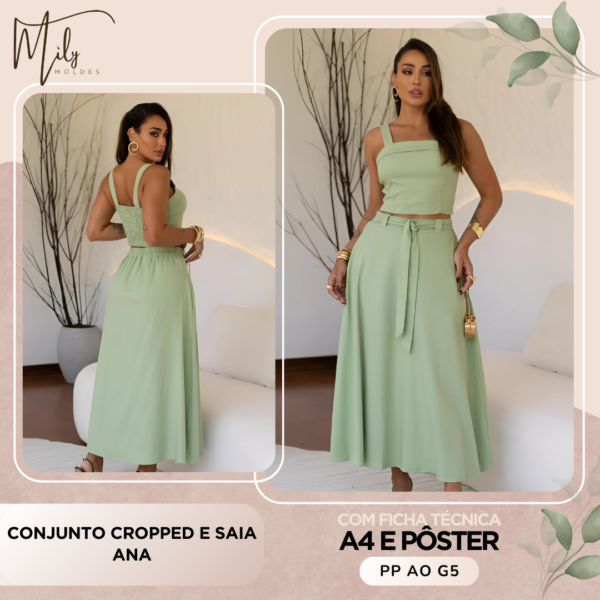 Conjunto Cropped e Saia Ana