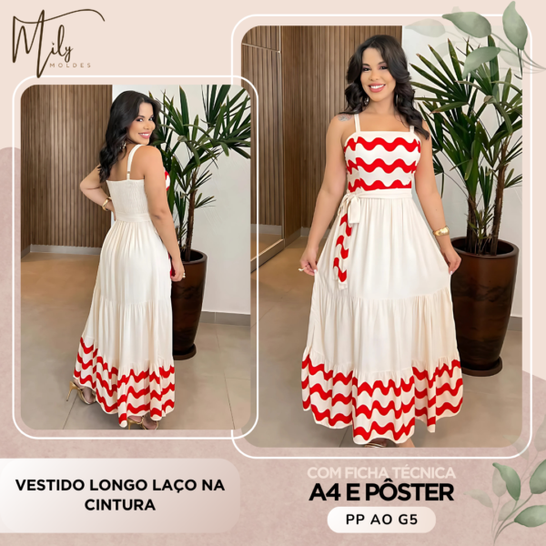 Vestido Longo Laço na Cintura