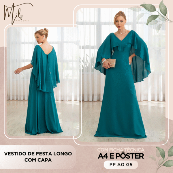 Vestido de Festa Longo com Capa