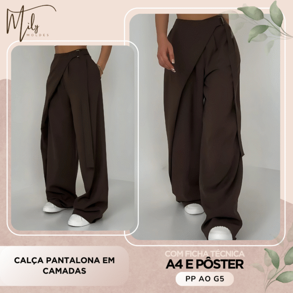 Calça Pantalona em Camadas