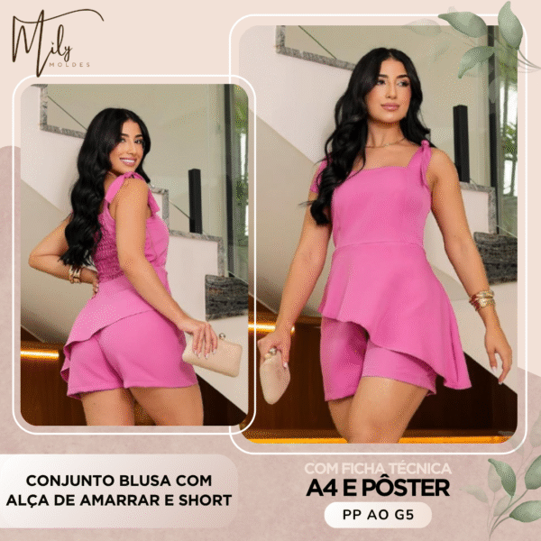 Conjunto Blusa com Alça de Amarrar e Short