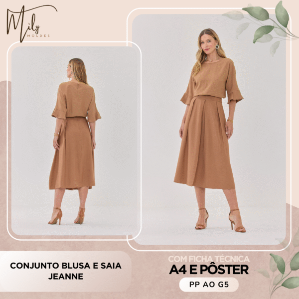 Conjunto Blusa e Saia Jeanne