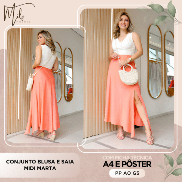 Conjunto Blusa e Saia Midi Marta