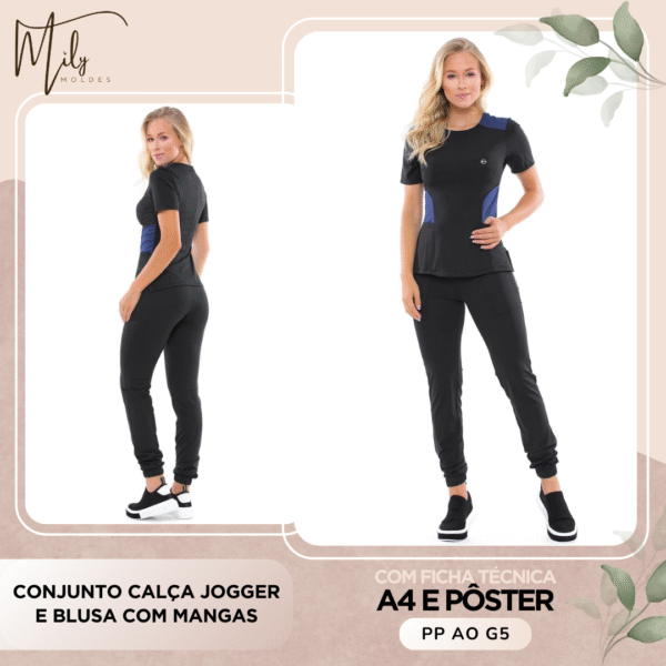 Conjunto Calça Jogger e Blusa com Mangas