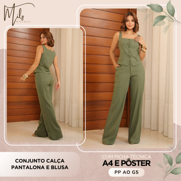 Conjunto Calça Pantalona e Blusa