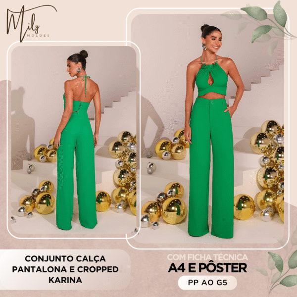 Conjunto Calça Pantalona e Cropped Karina
