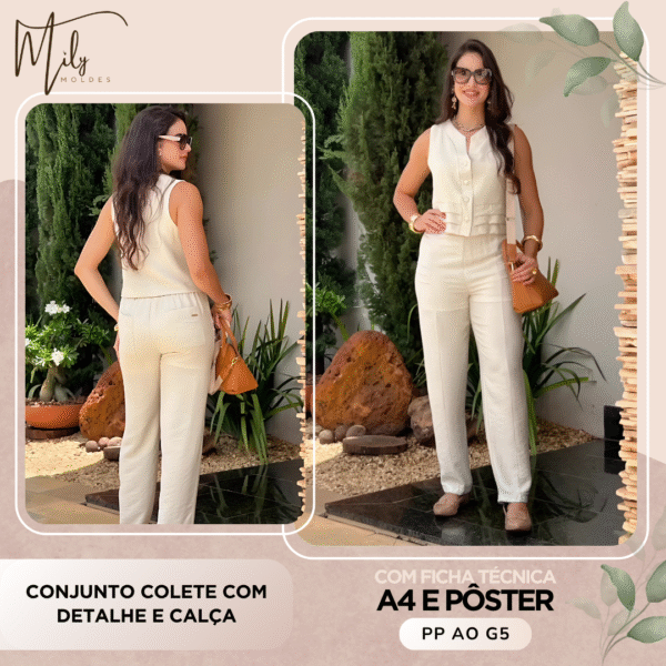Conjunto Colete com Detalhe e Calça