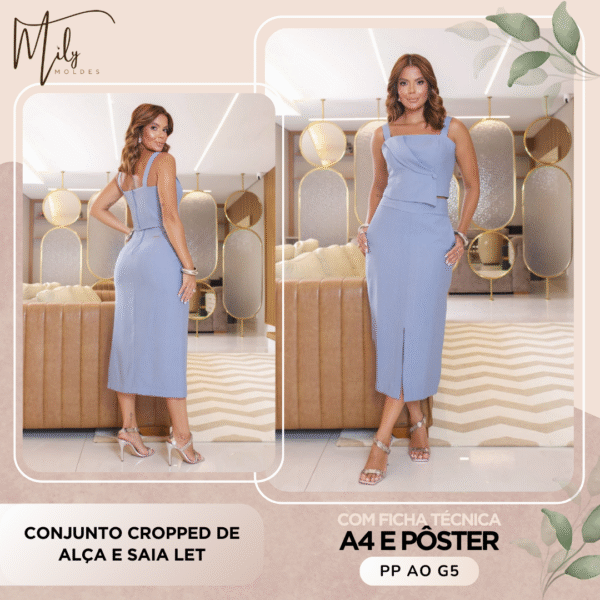 Conjunto Cropped de Alça e Saia Let