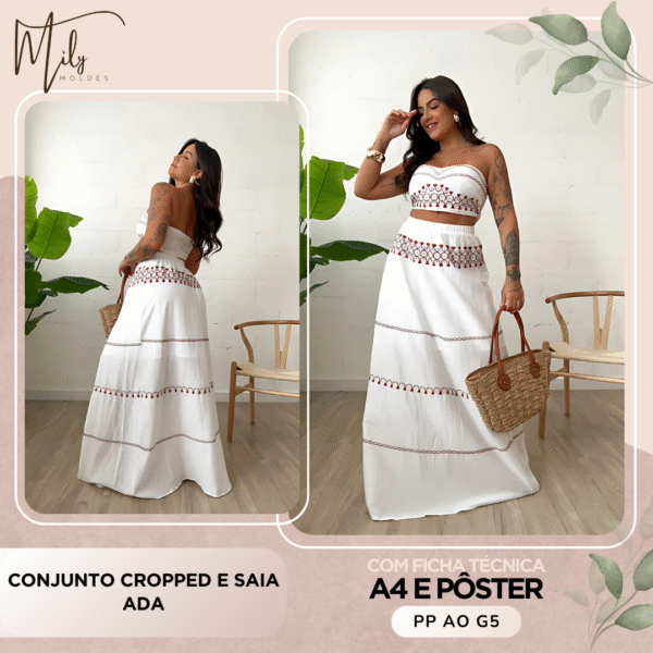 Conjunto Cropped e Saia Ada