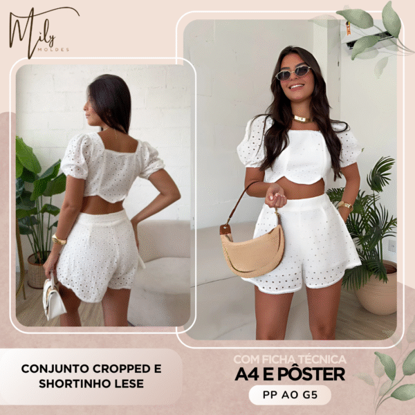 Conjunto Cropped e Shortinho Lese