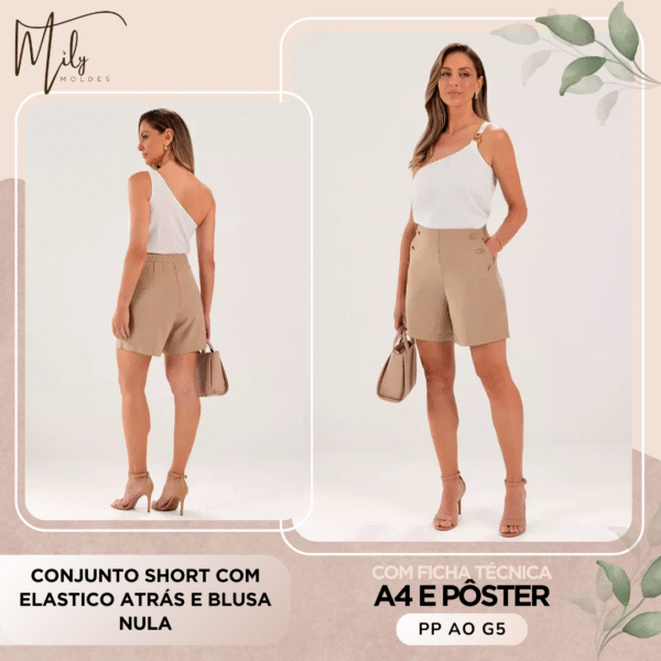 Conjunto Short com Elastico Atrás e Blusa Nula