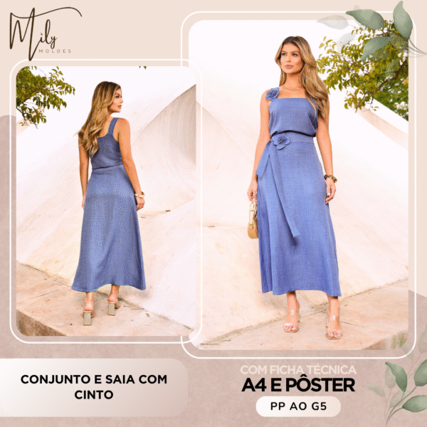 Conjunto e Saia com Cinto