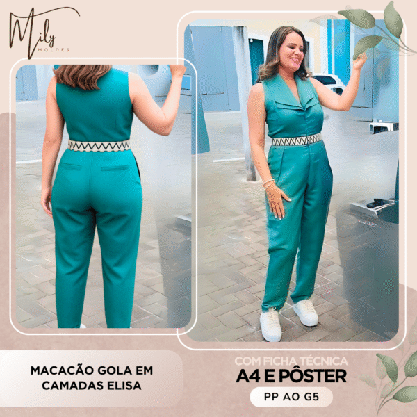 Macacão Gola em Camadas Elisa